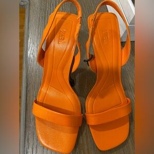 #Zara Women's Bold Orange Heels